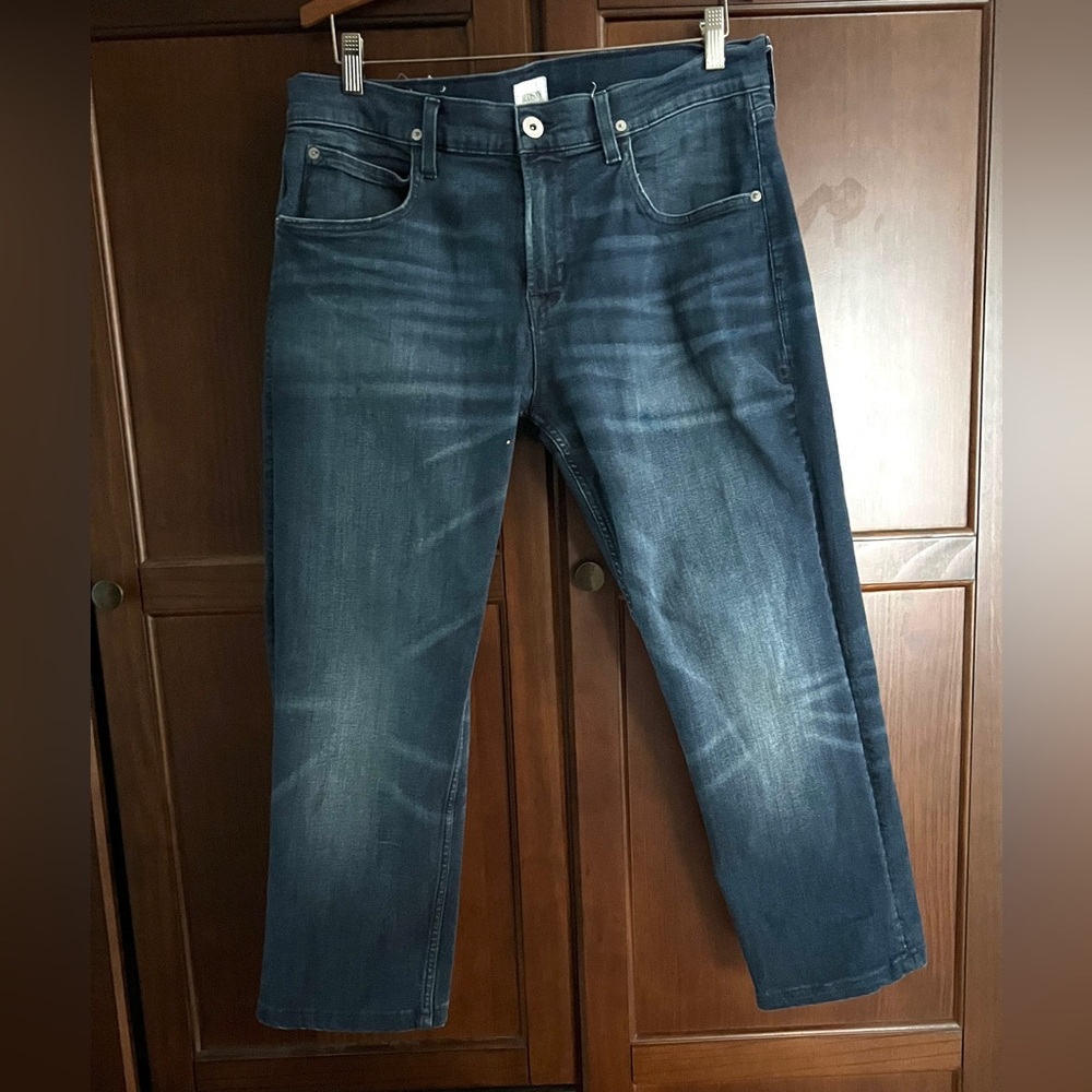 Hudson Byron Streetwear Straight Leg Jeans Men’s 34 Dark Wash Hemmed 24" Inseam